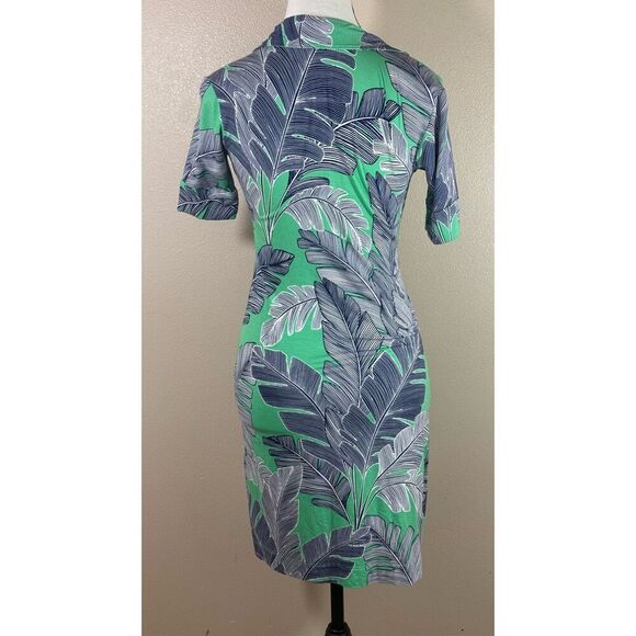Tori Richard Tropical Hawaiian Palm Leaves Collared Short Sleeve Mini Dress XXS - Picture 4 of 10